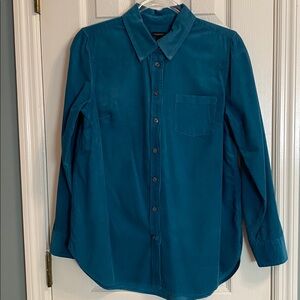 Talbots Size Small Corduroy Boyfriend Shirt - Teal Blue - Excellent Condition